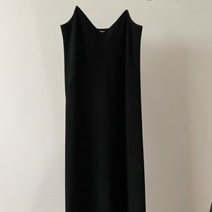 DKNY black midi bias slip clear strap dress size 2